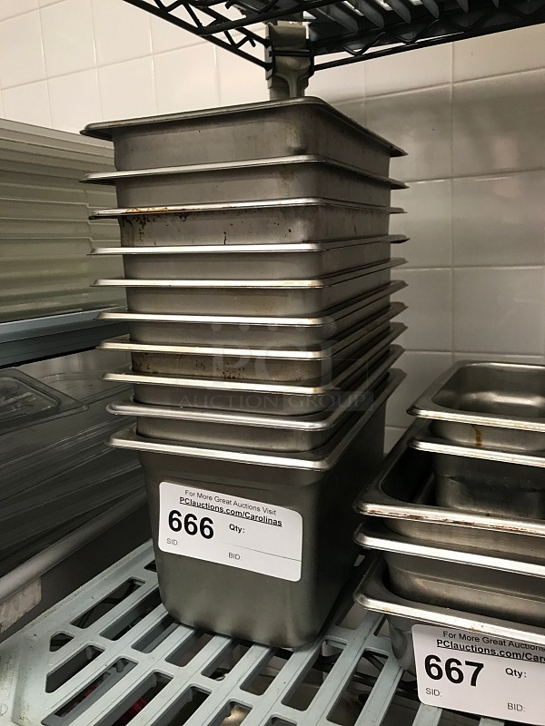 Ten 1/3 6" Stainless Steel Insert Pans - Image 1 of 1