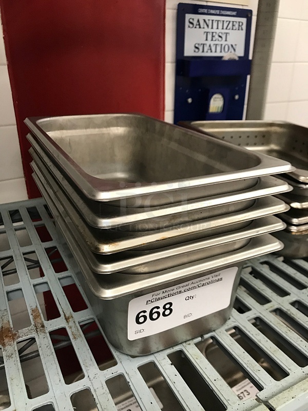 Five 1/3 4" Stainless Steel Insert Pans - Image 1 of 1
