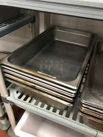 Five Full Size 4" Stainless Steel Insert Pans