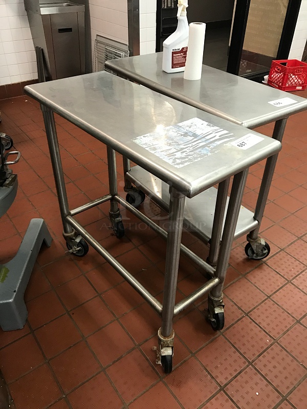 Stainless Steel Work Table w/ Undershelf on Casters