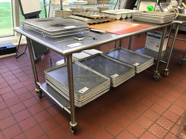 Stainless Steel Work Table w/ Undershelf on Casters - Image 1 of 1
