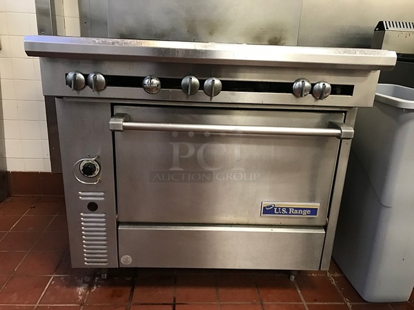 U.S. Range C836-6 36" Heavy Duty 6 Burner Range With Standard Oven And Salamander Grill Natural Gas, Tested & Working! - Image 4 of 5