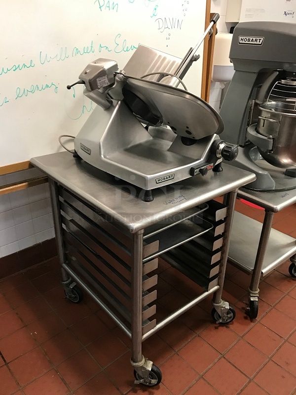 Hobart 2812 Manual Meat & Cheese Slicer on Stainless Steel Equipment Stand, 115v 1ph, Tested & Working! (See Video) - Image 2 of 6
