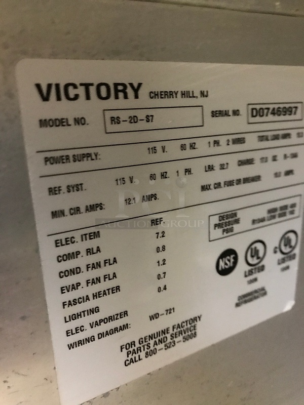 Victory RSA-2D-S7 UltraSpec Series Refrigerator Featuring Secure-Temp Technology, Reach-In Two Door, 115v 1ph, Tested & Working! - Image 4 of 5