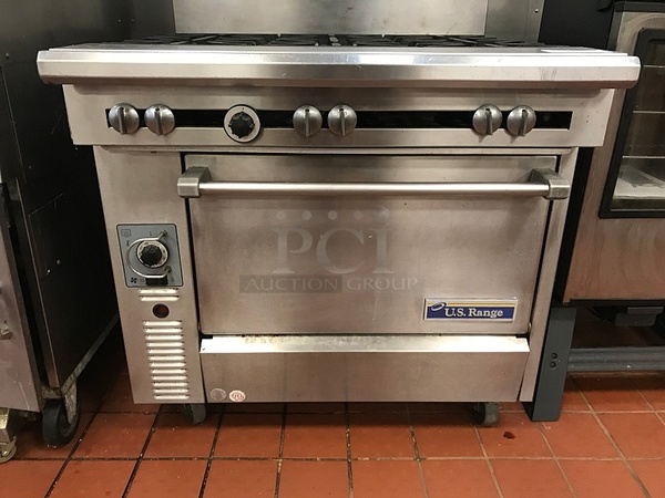 U.S. Range C836-6RC 36" 6 Burner Heavy Duty Range w/ CONVESTION Oven Natural Gas, Tested & Working! - Image 3 of 4