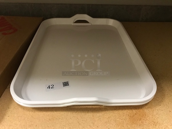 NEW! Two White Plastic Serving Trays - Image 1 of 1