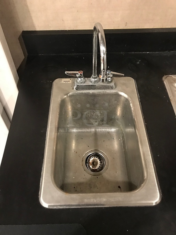 Black Wooden Counter w/ Hand Sink & Drop In Ice Well - Image 2 of 3