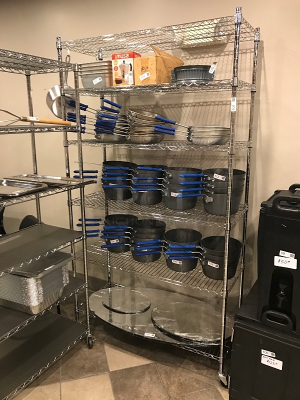 Chrome Metro Rack w/ Six Shelves on Casters