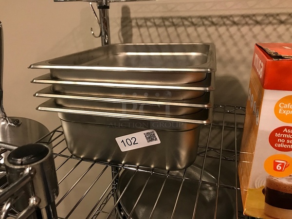 NEW! Four 1/2 4" Stainless Steel Insert Pans - Image 1 of 1