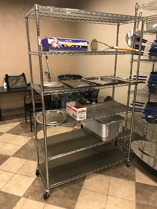 Chrome Metro Storage Rack w/ Six Shelves on Casters - Image 1 of 1