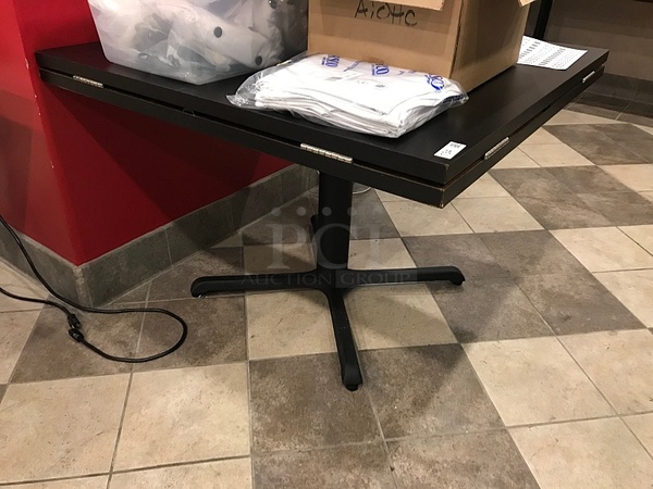 Square Dining Table w/ Fold Out To Turn To Round Table - Image 1 of 1