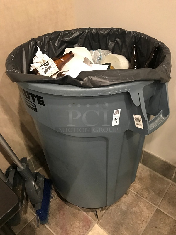 Rubbermaid Brute Trash Can on Dolly - Image 1 of 1