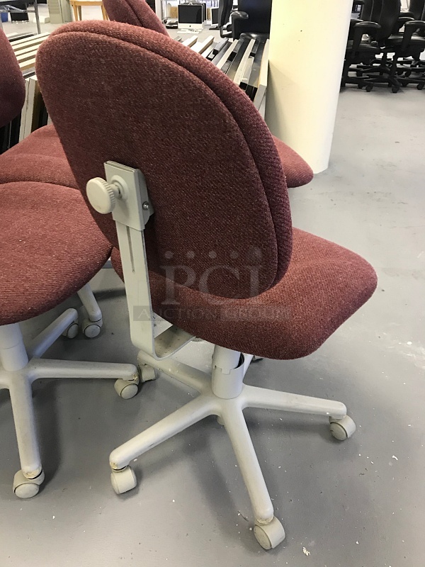 Six Padded Fabric Office Task Chairs on Casters - Image 2 of 2