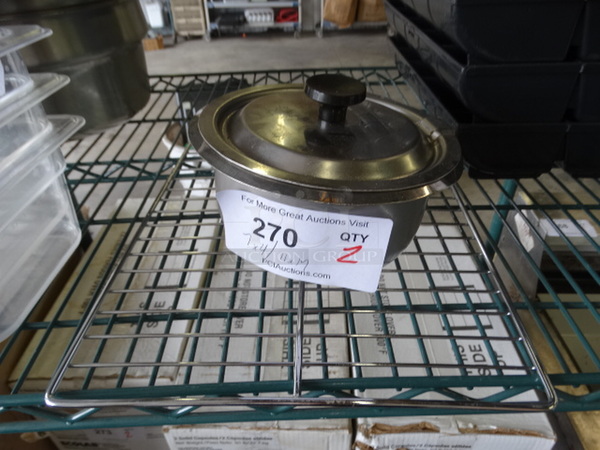 2 Metal Items; Bowl w/ Lid and Rack. 7x7x4, 11x17. 2 Times Your Bid!