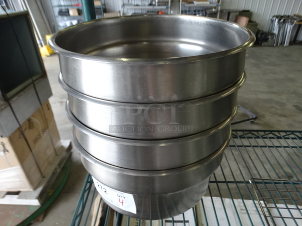 4 Stainless Steel Cylindrical Drop In Bins. 11x11x6. 4 Times Your Bid!