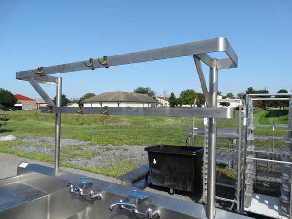 Stainless Steel Commercial 3 Bay Sink w/ Dual Drainboards, Faucets and Handles. 96x28x72. Bays 18x24x11. Drainboards 19x24x2 - Image 10 of 10