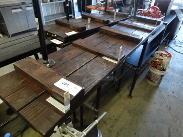 Wood Pattern Wall Mount Bar Height Table on 2 Metal Legs. 72x14.5x45
 - Image 2 of 5
