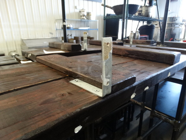 Wood Pattern Wall Mount Bar Height Table on 2 Metal Legs. 72x14.5x45
 - Image 3 of 5