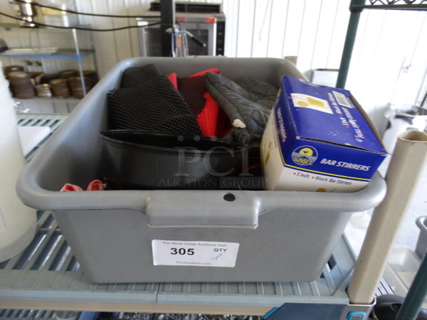ALL ONE MONEY! Lot of Various Items in Gray Poly Bus Bin!
 - Image 1 of 4