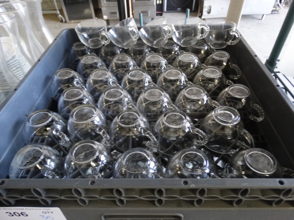 30 Glass Mugs in Dish Caddy. 4.5x3.5x2.5. 30 Times Your Bid!
 - Image 1 of 3
