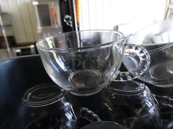 30 Glass Mugs in Dish Caddy. 4.5x3.5x2.5. 30 Times Your Bid!
 - Image 2 of 3