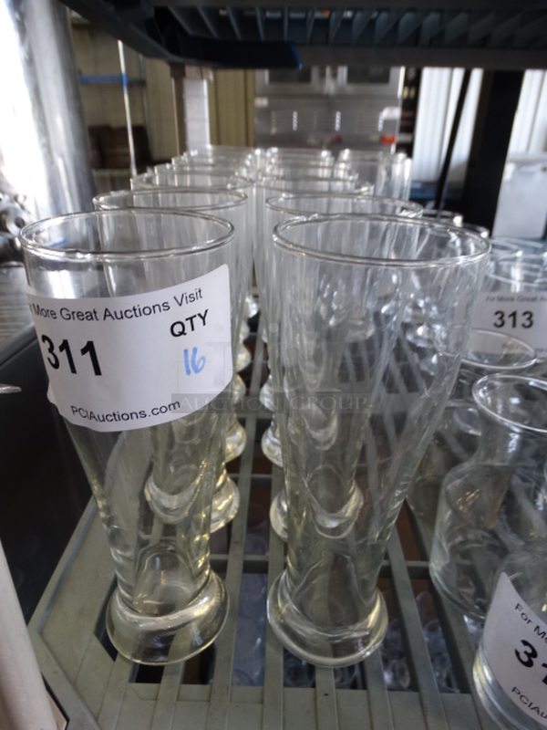 16 Beverage Glasses. 3x3x8. 16 Times Your Bid!
