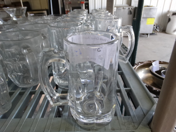 12 Glass Tall Mugs. 5x3.5x5.5. 12 Times Your Bid!
