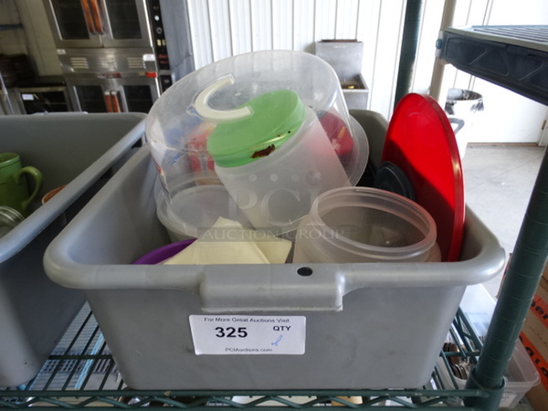 ALL ONE MONEY! Lot of Various Poly Items in Gray Poly Bus Bin!
 - Image 1 of 5