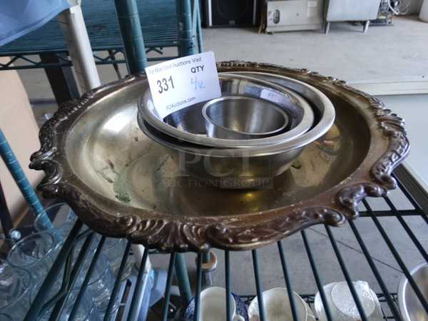 4 Various Metal Bowls. Includes 12x12x2.5. 4 Times Your Bid!
 - Image 1 of 3
