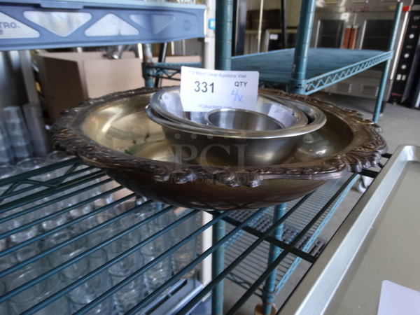 4 Various Metal Bowls. Includes 12x12x2.5. 4 Times Your Bid!
 - Image 2 of 3