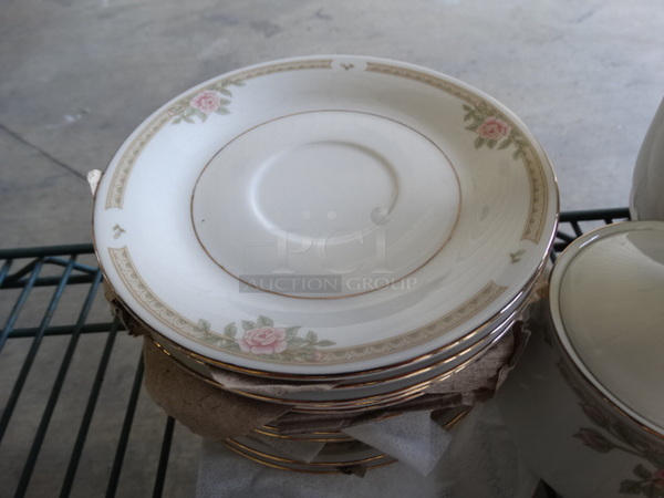 ALL ONE MONEY! Lot of COMPLETE Tea Set; 12 Teacups, 12 Saucers, Pitcher, Cream Pitcher and Sugar Container! Includes 4.5x3.5x3.5, 6x6x1
 - Image 3 of 7