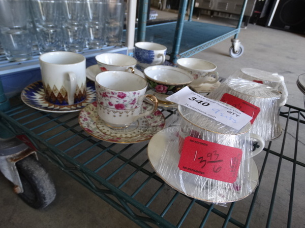9 Sets of Various Patterned Teacups on Saucers. 9 Times Your Bid!
 - Image 2 of 6