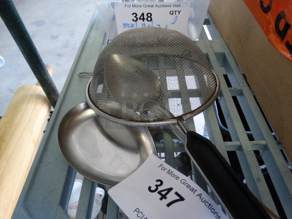3 Metal Utensils; Serving Spoon, Spoon Rest and Strainer. 3 Times Your Bid!
 - Image 2 of 2