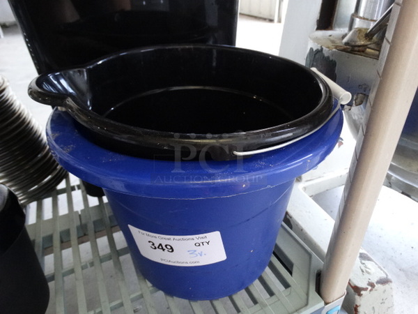 3 Various Poly Items; Trash Can and 2 Buckets. Includes 14x11x16. 3 Times Your Bid!
 - Image 2 of 4