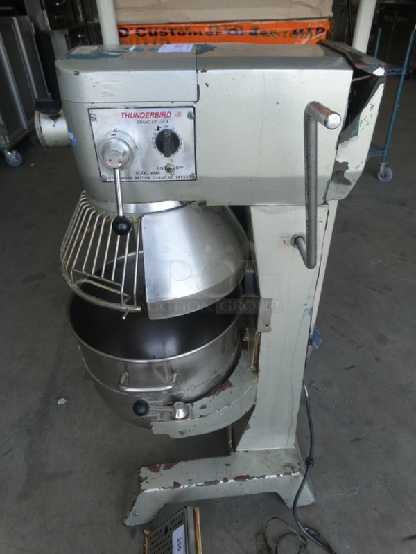 AMAZING! Thunderbird Model ARM-40 Metal Commercial Floor Style 40 Quart Planetary Mixer w/ Mixing Bowl and Bowl Guard. 115 Volts, 1 Phase. 22x25x46.5. Cannot Test Unit Because The Bowl Cannot Be Raised - Image 6 of 9
