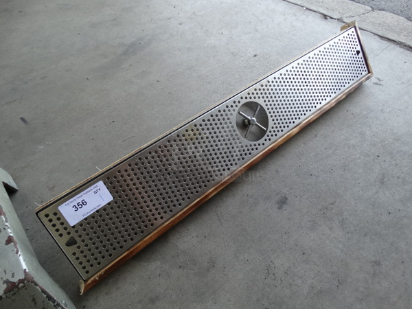 Stainless Steel Commercial Beer Tap Drip Tray w/ Center Water Spraying Apparatus Activated By Pressing a Glass Upside Down on the X. 47x9x8
 - Image 2 of 5