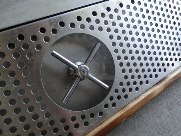 Stainless Steel Commercial Beer Tap Drip Tray w/ Center Water Spraying Apparatus Activated By Pressing a Glass Upside Down on the X. 47x9x8
 - Image 3 of 5