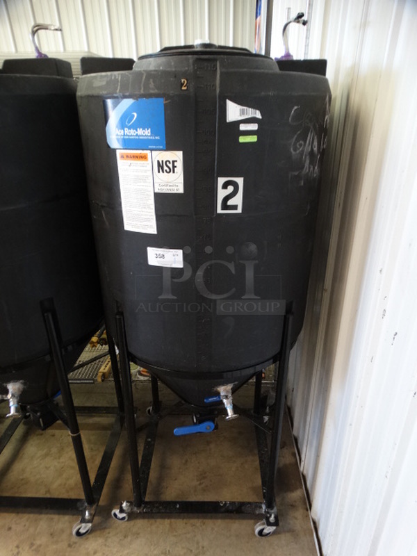 Den Hartog Industries Ace Roto-Mold Black Poly 115 Gallon Vertical Storage Tank on Commercial Casters. 30x30x73
