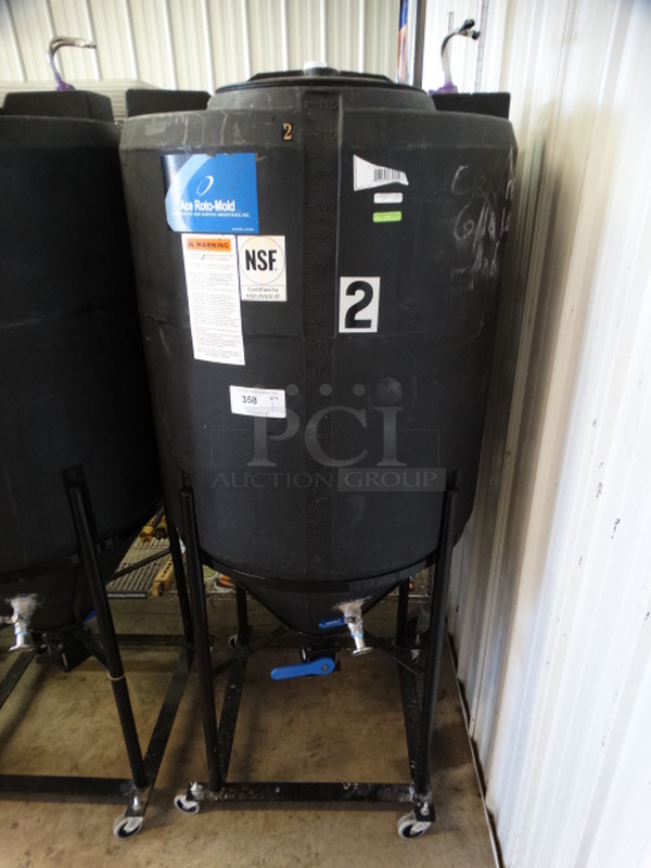 Den Hartog Industries Ace Roto-Mold Black Poly 115 Gallon Vertical Storage Tank on Commercial Casters. 30x30x73
 - Image 1 of 8