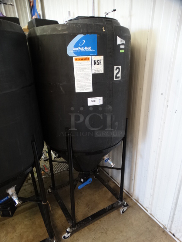 Den Hartog Industries Ace Roto-Mold Black Poly 115 Gallon Vertical Storage Tank on Commercial Casters. 30x30x73
 - Image 2 of 8