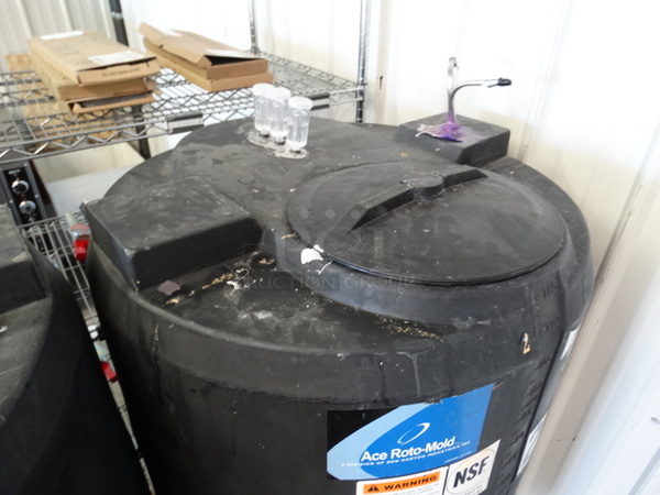 Den Hartog Industries Ace Roto-Mold Black Poly 115 Gallon Vertical Storage Tank on Commercial Casters. 30x30x73
 - Image 3 of 8