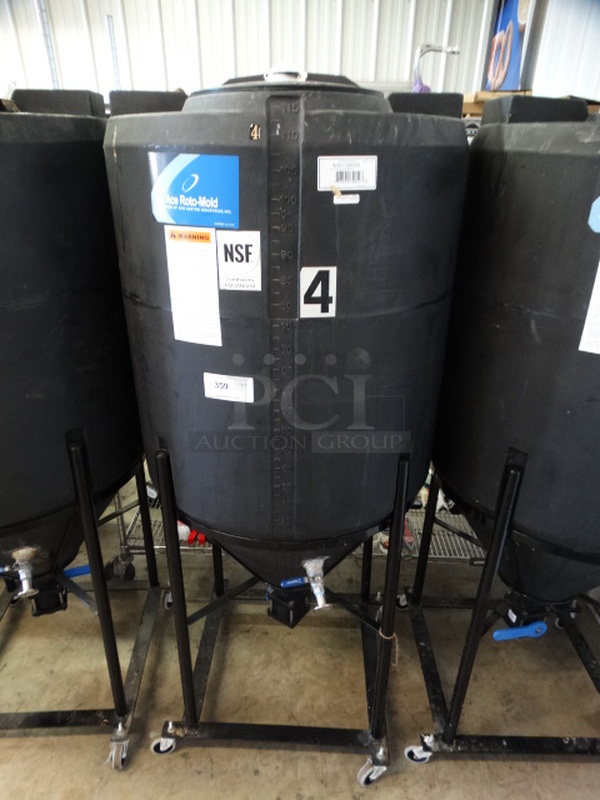 Den Hartog Industries Ace Roto-Mold Black Poly 115 Gallon Vertical Storage Tank on Commercial Casters. 30x30x73
