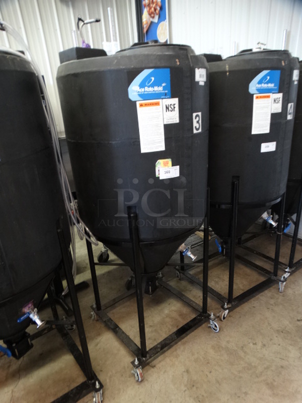 Den Hartog Industries Ace Roto-Mold Black Poly 115 Gallon Vertical Storage Tank on Commercial Casters. 30x30x73
 - Image 2 of 9