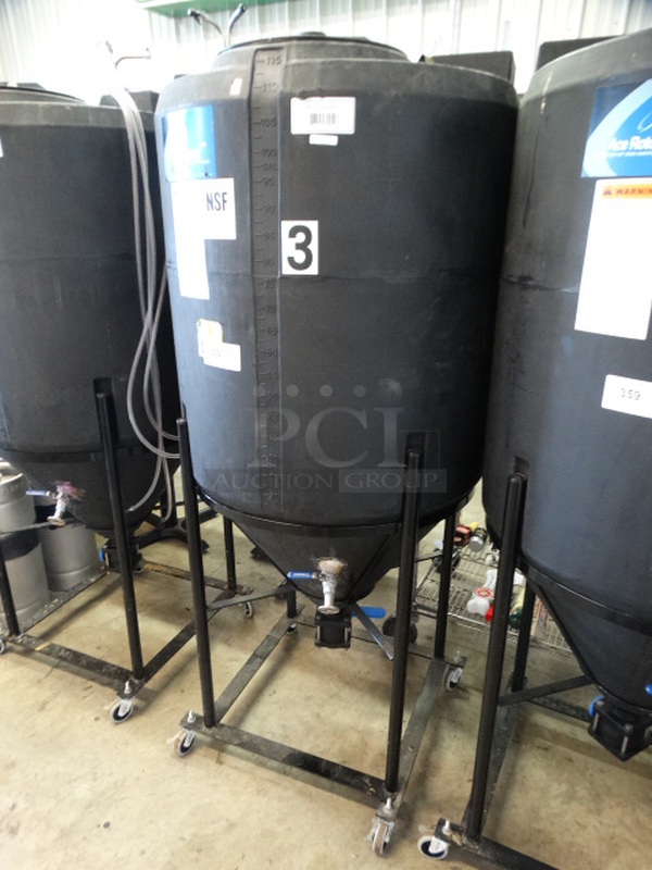 Den Hartog Industries Ace Roto-Mold Black Poly 115 Gallon Vertical Storage Tank on Commercial Casters. 30x30x73
 - Image 3 of 9
