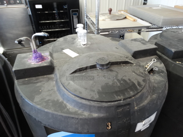 Den Hartog Industries Ace Roto-Mold Black Poly 115 Gallon Vertical Storage Tank on Commercial Casters. 30x30x73
 - Image 9 of 9