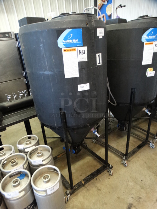 Den Hartog Industries Ace Roto-Mold Black Poly 115 Gallon Vertical Storage Tank on Commercial Casters. 30x30x73
 - Image 3 of 9