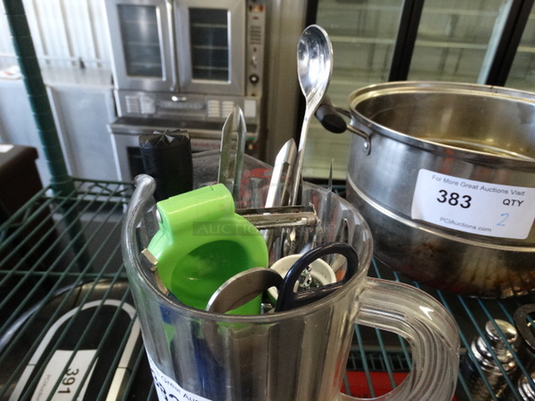 ALL ONE MONEY! Lot of Various Items In Clear Poly Pitcher and 4 Salt and Pepper Shakers! 7x5x8, 1.5x1.5x2.75 - Image 2 of 4