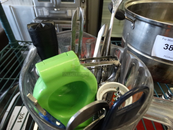 ALL ONE MONEY! Lot of Various Items In Clear Poly Pitcher and 4 Salt and Pepper Shakers! 7x5x8, 1.5x1.5x2.75 - Image 3 of 4