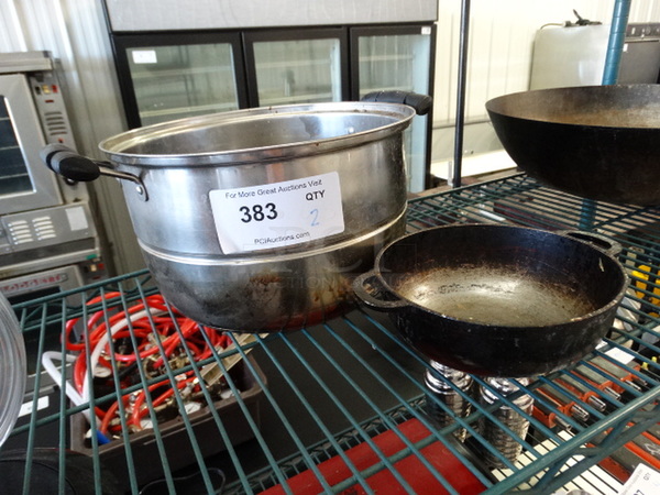 3 Items; 2 Metal Pots and 1 Wok Style Skillet. 9x7.5x2.5, 15x11.5x7, 23x16x9. 3 Times Your Bid! - Image 2 of 6