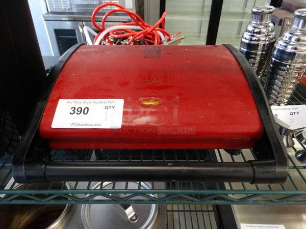 Red Countertop George Foreman Lean Fat Grilling Machine Panini Press. 14x14.5x5.5. Tested and Working!